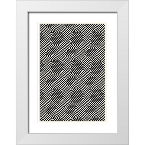 Black And White Pattern White Modern Wood Framed Art Print with Double Matting by Treechild