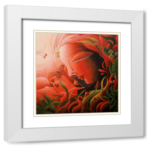 Mother Nature White Modern Wood Framed Art Print with Double Matting by Mukherjee, Dhananjoy