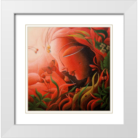 Mother Nature White Modern Wood Framed Art Print with Double Matting by Mukherjee, Dhananjoy