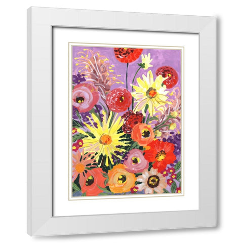 Sunny asters and anemones White Modern Wood Framed Art Print with Double Matting by Zwara, Ania