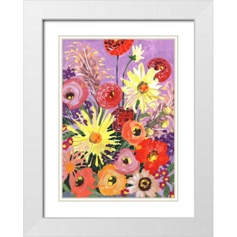 Sunny asters and anemones White Modern Wood Framed Art Print with Double Matting by Zwara, Ania