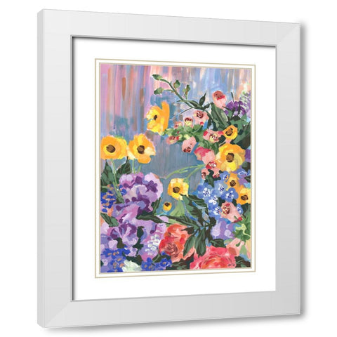 Retro Floral Bouquet White Modern Wood Framed Art Print with Double Matting by Zwara, Ania