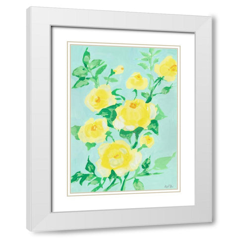 Lemon Roses White Modern Wood Framed Art Print with Double Matting by Zwara, Ania
