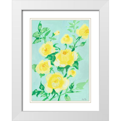Lemon Roses White Modern Wood Framed Art Print with Double Matting by Zwara, Ania
