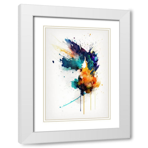 Flight of Colors White Modern Wood Framed Art Print with Double Matting by Mauro