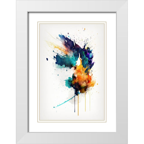 Flight of Colors White Modern Wood Framed Art Print with Double Matting by Mauro