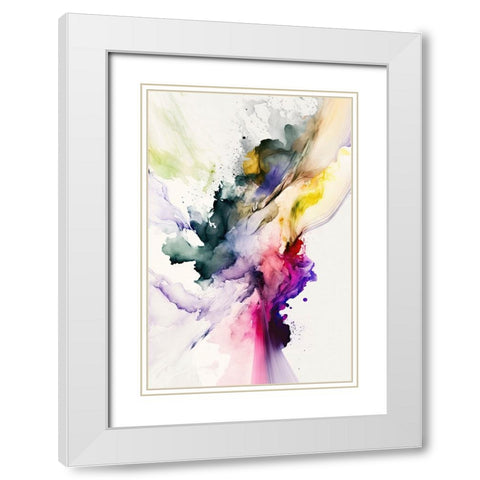 Dancing Colors White Modern Wood Framed Art Print with Double Matting by Mauro