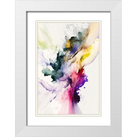 Dancing Colors White Modern Wood Framed Art Print with Double Matting by Mauro