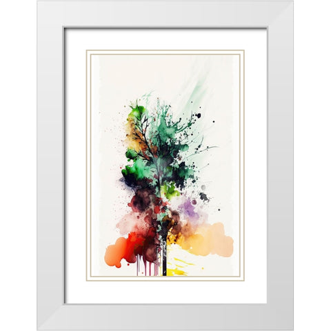 Chromatic Roots White Modern Wood Framed Art Print with Double Matting by Mauro