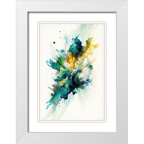 Serenity in Green White Modern Wood Framed Art Print with Double Matting by Mauro