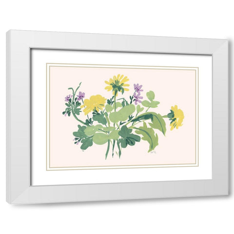 Green Meadow Bouquet White Modern Wood Framed Art Print with Double Matting by Zwara, Ania