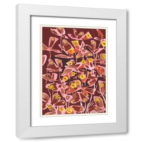 Brown Retro Butterflies White Modern Wood Framed Art Print with Double Matting by Zwara, Ania