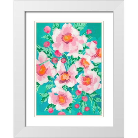 Anemones With Pink Fruits White Modern Wood Framed Art Print with Double Matting by Zwara, Ania