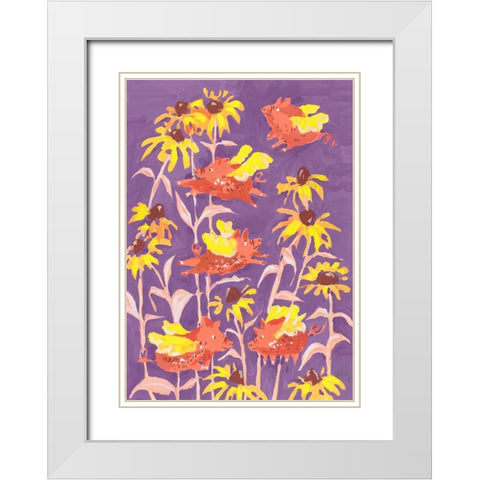 Flying Piglets White Modern Wood Framed Art Print with Double Matting by Zwara, Ania