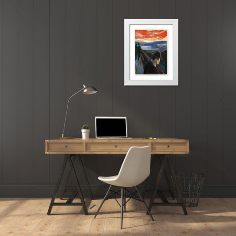 Despair White Modern Wood Framed Art Print with Double Matting by Pictufy