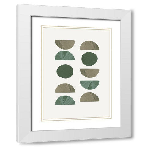 Collage Green White Modern Wood Framed Art Print with Double Matting by Pictufy Studio
