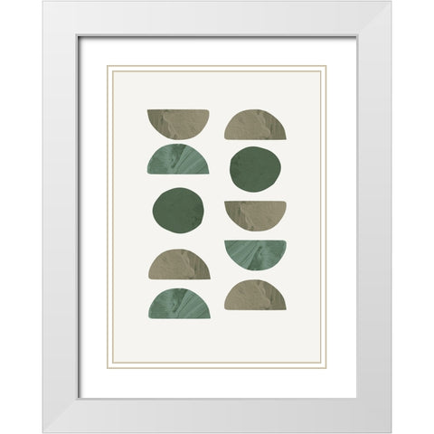 Collage Green White Modern Wood Framed Art Print with Double Matting by Pictufy Studio
