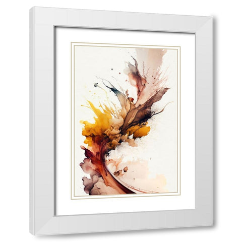 Autumnal Abstract White Modern Wood Framed Art Print with Double Matting by Mauro