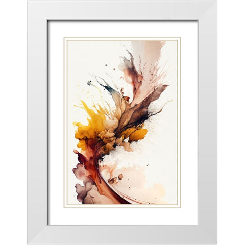 Autumnal Abstract White Modern Wood Framed Art Print with Double Matting by Mauro