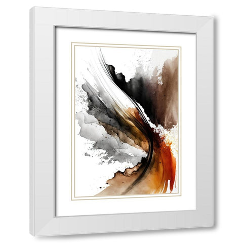 Earthy Abstraction White Modern Wood Framed Art Print with Double Matting by Mauro