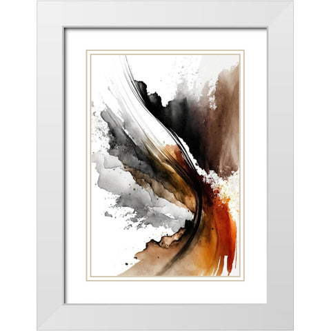 Earthy Abstraction White Modern Wood Framed Art Print with Double Matting by Mauro