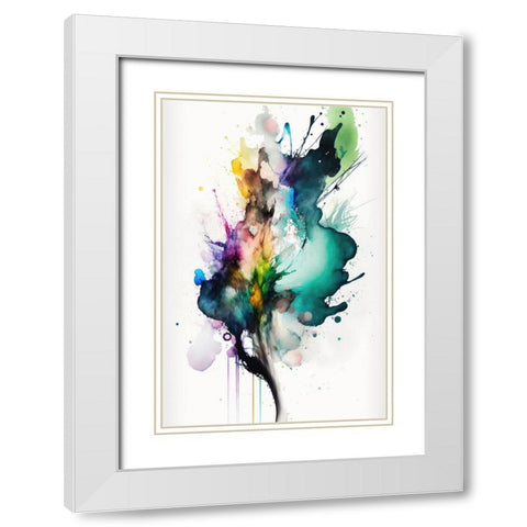 Fluid Abstraction White Modern Wood Framed Art Print with Double Matting by Mauro