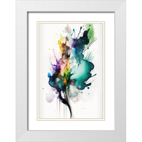 Fluid Abstraction White Modern Wood Framed Art Print with Double Matting by Mauro