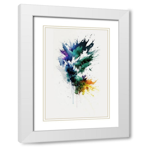 Colorful Splash White Modern Wood Framed Art Print with Double Matting by Mauro