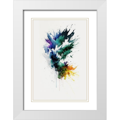 Colorful Splash White Modern Wood Framed Art Print with Double Matting by Mauro