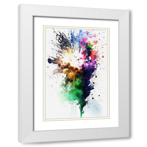 Celestial fireworks White Modern Wood Framed Art Print with Double Matting by Mauro