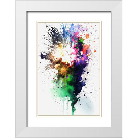 Celestial fireworks White Modern Wood Framed Art Print with Double Matting by Mauro