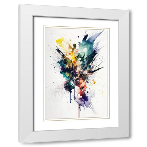 Color Explosion White Modern Wood Framed Art Print with Double Matting by Mauro