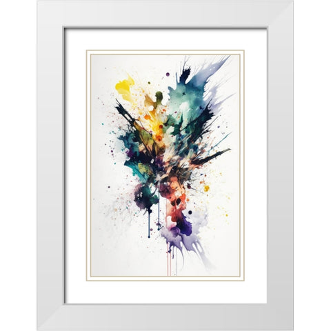 Color Explosion White Modern Wood Framed Art Print with Double Matting by Mauro