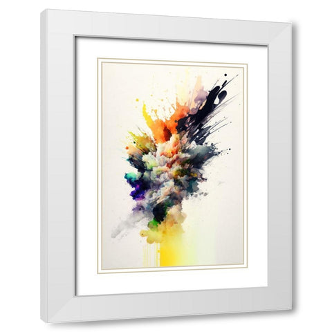 Colorful Explosion White Modern Wood Framed Art Print with Double Matting by Mauro