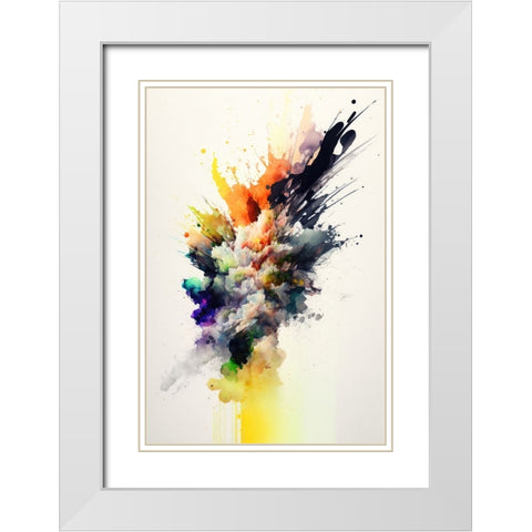 Colorful Explosion White Modern Wood Framed Art Print with Double Matting by Mauro