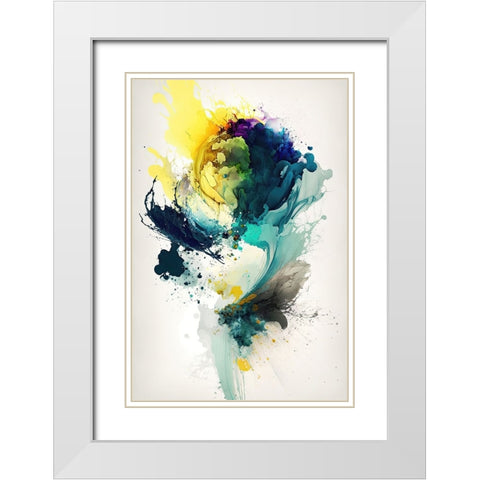 Green Vortex White Modern Wood Framed Art Print with Double Matting by Mauro