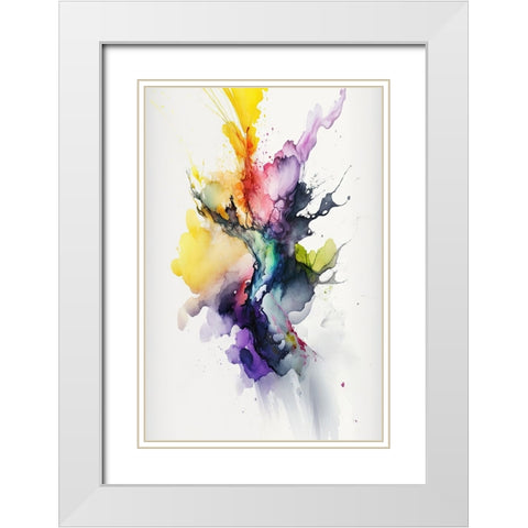 Chromatic Burst White Modern Wood Framed Art Print with Double Matting by Mauro