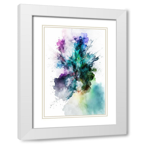 Green Smoke Splash White Modern Wood Framed Art Print with Double Matting by Mauro