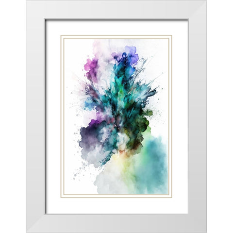 Green Smoke Splash White Modern Wood Framed Art Print with Double Matting by Mauro