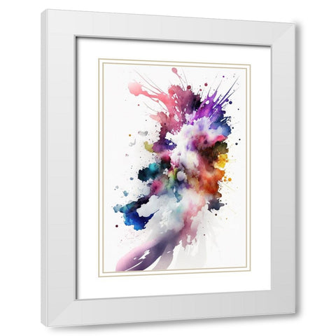 Radiant Explosion White Modern Wood Framed Art Print with Double Matting by Mauro
