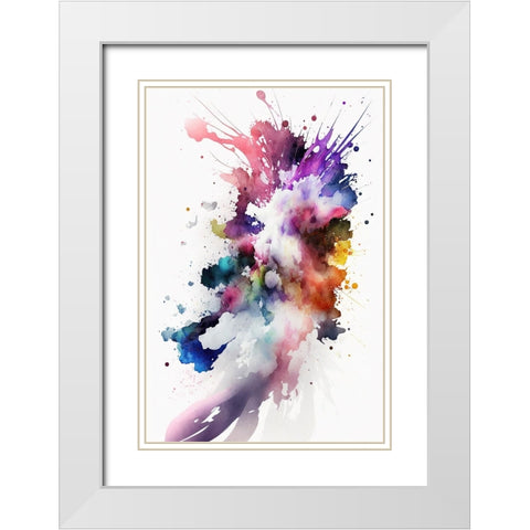 Radiant Explosion White Modern Wood Framed Art Print with Double Matting by Mauro