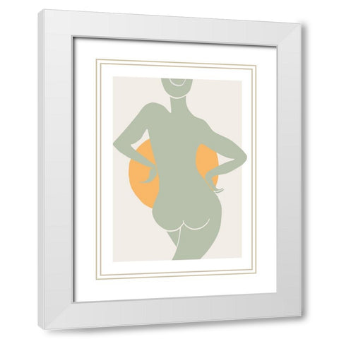Green Woman White Modern Wood Framed Art Print with Double Matting by Pictufy Studio II