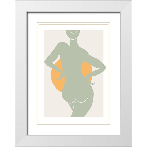 Green Woman White Modern Wood Framed Art Print with Double Matting by Pictufy Studio II