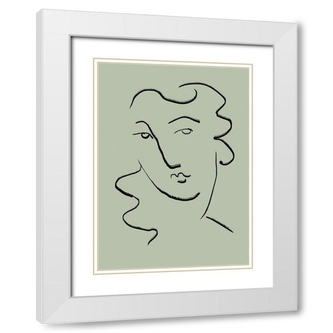 Looking Green White Modern Wood Framed Art Print with Double Matting by Pictufy Studio II