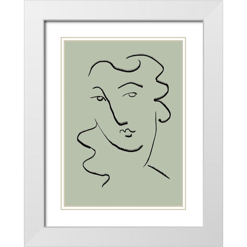 Looking Green White Modern Wood Framed Art Print with Double Matting by Pictufy Studio II