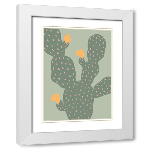 Cactus Green White Modern Wood Framed Art Print with Double Matting by Pictufy Studio
