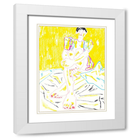 The Girl In The Yellow Dress White Modern Wood Framed Art Print with Double Matting by Gulina, Francesco