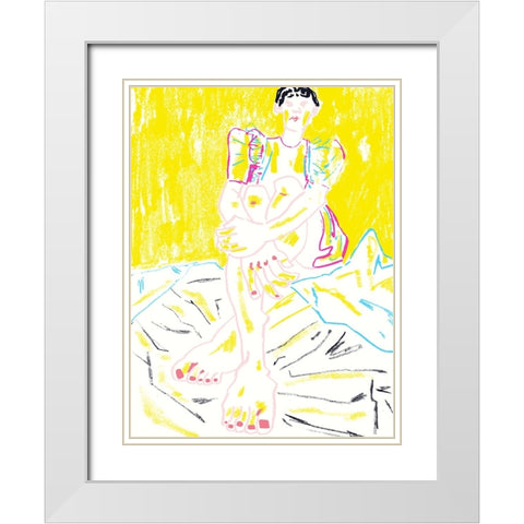 The Girl In The Yellow Dress White Modern Wood Framed Art Print with Double Matting by Gulina, Francesco