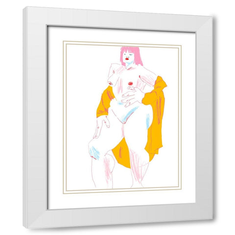 White And Yellow Nude White Modern Wood Framed Art Print with Double Matting by Gulina, Francesco