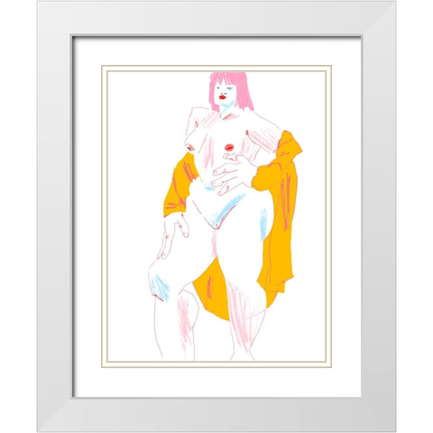 White And Yellow Nude White Modern Wood Framed Art Print with Double Matting by Gulina, Francesco